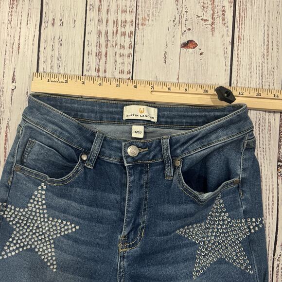 Austin Landing Star Studded Flare Jeans SZ 5/27 Blue Bling Boho Festival Y2K - Picture 3 of 9